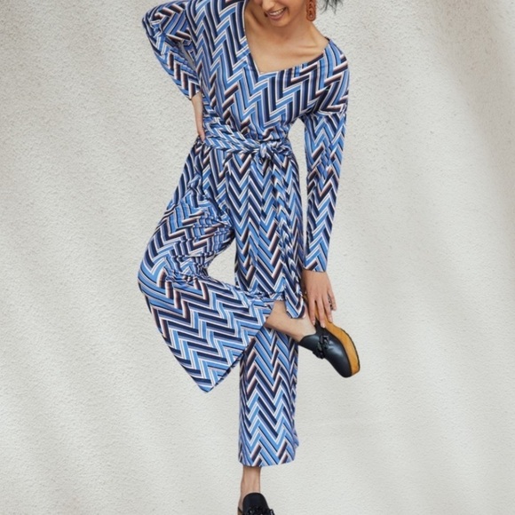 Anthropologie Pants - ANTHROPOLOGIE jumpsuit romper NEW Breezy Chevron Wide Leg Jumpsuit medium